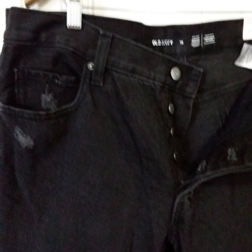 Old Navy Women’s Black Distressed Straight Leg Jeans – Size 16 – NWT - Picture 9 of 11